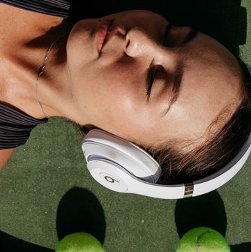 woman with headphones