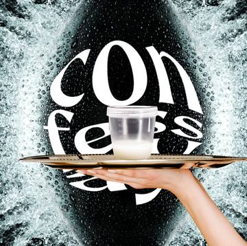 Confessay: I Helped Collect My Friend's Sperm Sample and I’ve Never Been Wetter sperm sample collection in a clear cup resting on a silver platter